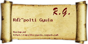 Rápolti Gyula névjegykártya